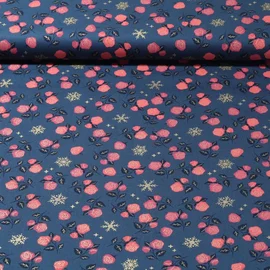Weihnachtspopeline Eiskristalle Rosen Blau Gold