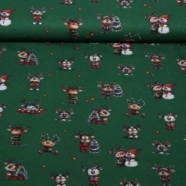 Weihnachtspopeline Fröhliche Rentiere Grün