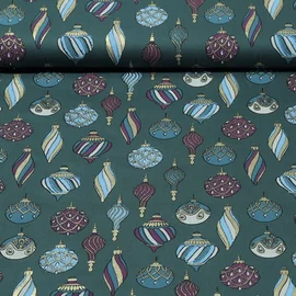 Weihnachtspopeline Goldene Kugeln Petrolgrün