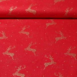 Weihnachtspopeline Hirsche Rot Gold