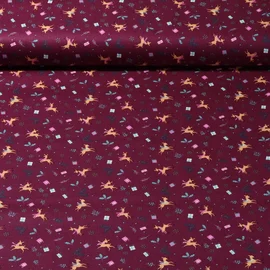 Weihnachtspopeline Kleine Rentiere Bordeaux