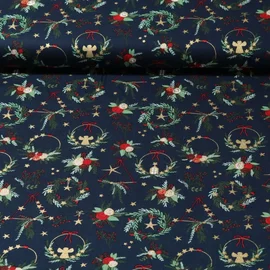 Weihnachtspopeline Kränze Navy Gold