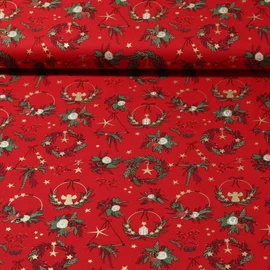 Weihnachtspopeline Kränze Rot Gold