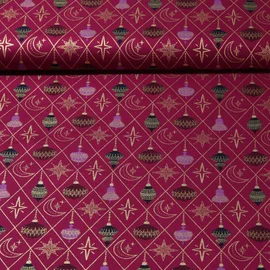 Weihnachtspopeline Kugeln und Rauten Beere Gold