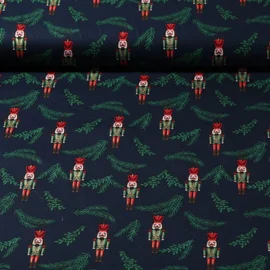 Weihnachtspopeline Nussknacker Zweige Navy