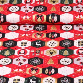 Weihnachtspopeline Patchwork Rot
