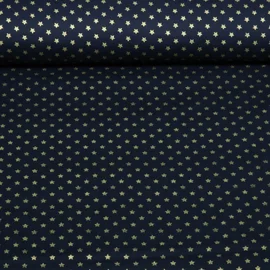 Weihnachtspopeline Sternchen Navy Gold