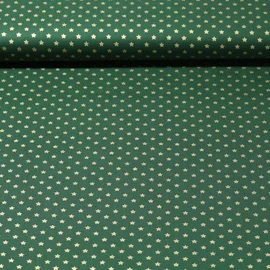 Weihnachtspopeline Sterne Grün Gold