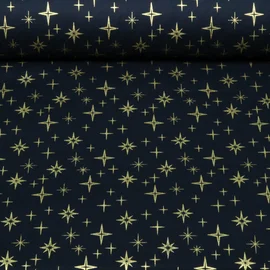 Weihnachtspopeline Sterne Navy Gold
