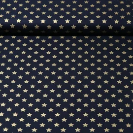Weihnachtspopeline Sterne Navy Gold