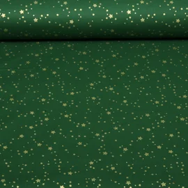 Weihnachtspopeline Sterne Punkte Grün Gold