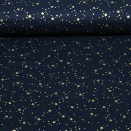 Weihnachtspopeline Sterne Punkte Navy Gold