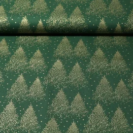 Weihnachtspopeline Tannenwald Tannengrün Gold