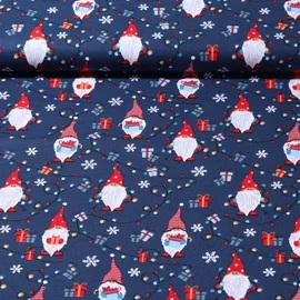 Weihnachtspopeline Wichtel Lichterkette Navy