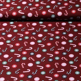 Weihnachtspopeline Zuckerstangen Bordeaux