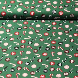 Weihnachtspopeline Zuckerstangen Grün