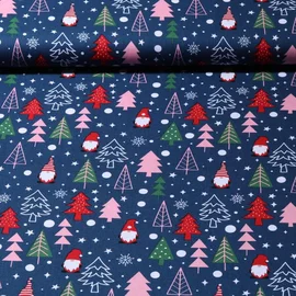 Weihnachtspopeline Zwerge und Bäume Blau