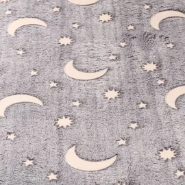 Wellnessfleece Leuchtend Mond und Sterne Grau