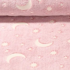Wellnessfleece Leuchtend Mond und Sterne Rosa