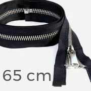 Reißverschluss Metall Silber teilbar 65cm Schwarz B5 