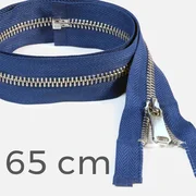 Reißverschluss Metall Silber teilbar 65cm Marineblau D40 