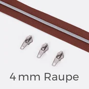 Reißverschluss Metallisiert Silber 4mm Braun B26 1m lang