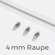 Reißverschluss Silber 4mm Weiß B3 1m lang