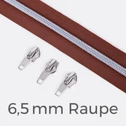 Reißverschluss Metallisiert Silber 6,5mm Braun B26