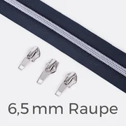 Reißverschluss Metallisiert Silber 6,5mm Indigo D196