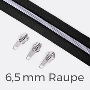 Reißverschluss Metallisiert Silber 6,5mm Schwarz B5