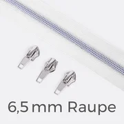 Reißverschluss Metallisiert Silber 6,5mm Weiß B3