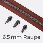 Reißverschluss Gunmetal 6,5mm Braun B26