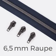 Reißverschluss Gunmetal 6,5mm Indigo D196
