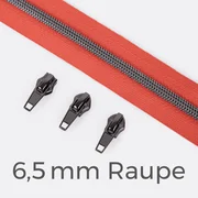 Reißverschluss Gunmetal 6,5mm Koralle D816