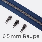 Reißverschluss Gunmetal 6,5mm Marine D40