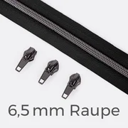 Reißverschluss Gunmetal 6,5mm Schwarz B5