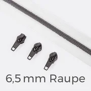 Reißverschluss Gunmetal 6,5mm Weiß B3