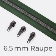 Reißverschluss Gunmetal 6,5mm Dunkelgrün D190