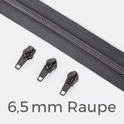 Reißverschluss Gunmetal 6,5mm Dunkelgrau D306
