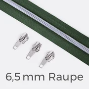 Reißverschluss Metallisiert Silber 6,5mm Dunkelgrün D190