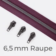 Reißverschluss Gunmetal 6,5mm Beere D230