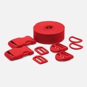 Kunststoff Zubehör Set mit 3m Gurtband Blutrot B54