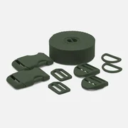 Kunststoff Zubehör Set mit 3m Gurtband Dunkelgrün D190