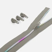 Regenbogen Reißverschluss 4mm Raupe Mausgrau B24 3m lang