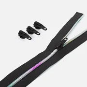 Regenbogen Reißverschluss 4mm Raupe Schwarz B5 3m lang