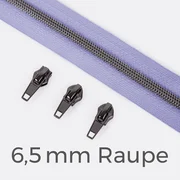 Gunmetal Reißverschluss 6,5mm  Helles Flieder D268 3m lang