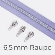 Reißverschluss Metallisiert Silber 6,5mm Helles Flieder D268