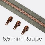 Reißverschluss metallisiert Kupfer 6,5mm Mausgrau B24