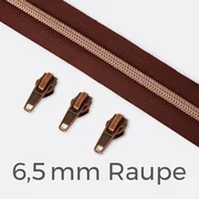 Reißverschluss metallisiert Kupfer 6,5mm Braun B26