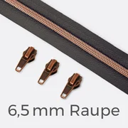Reißverschluss metallisiert Kupfer 6,5mm Anthrazit B39